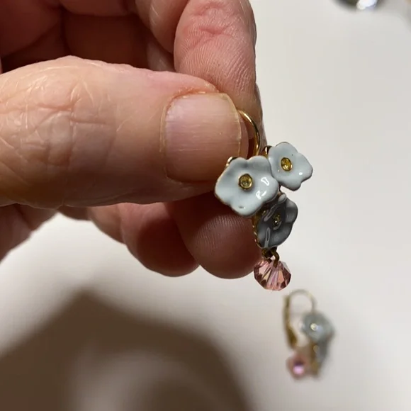 Kirk's Folly sweet blue flowers pierced earrings - Picture 3 of 3